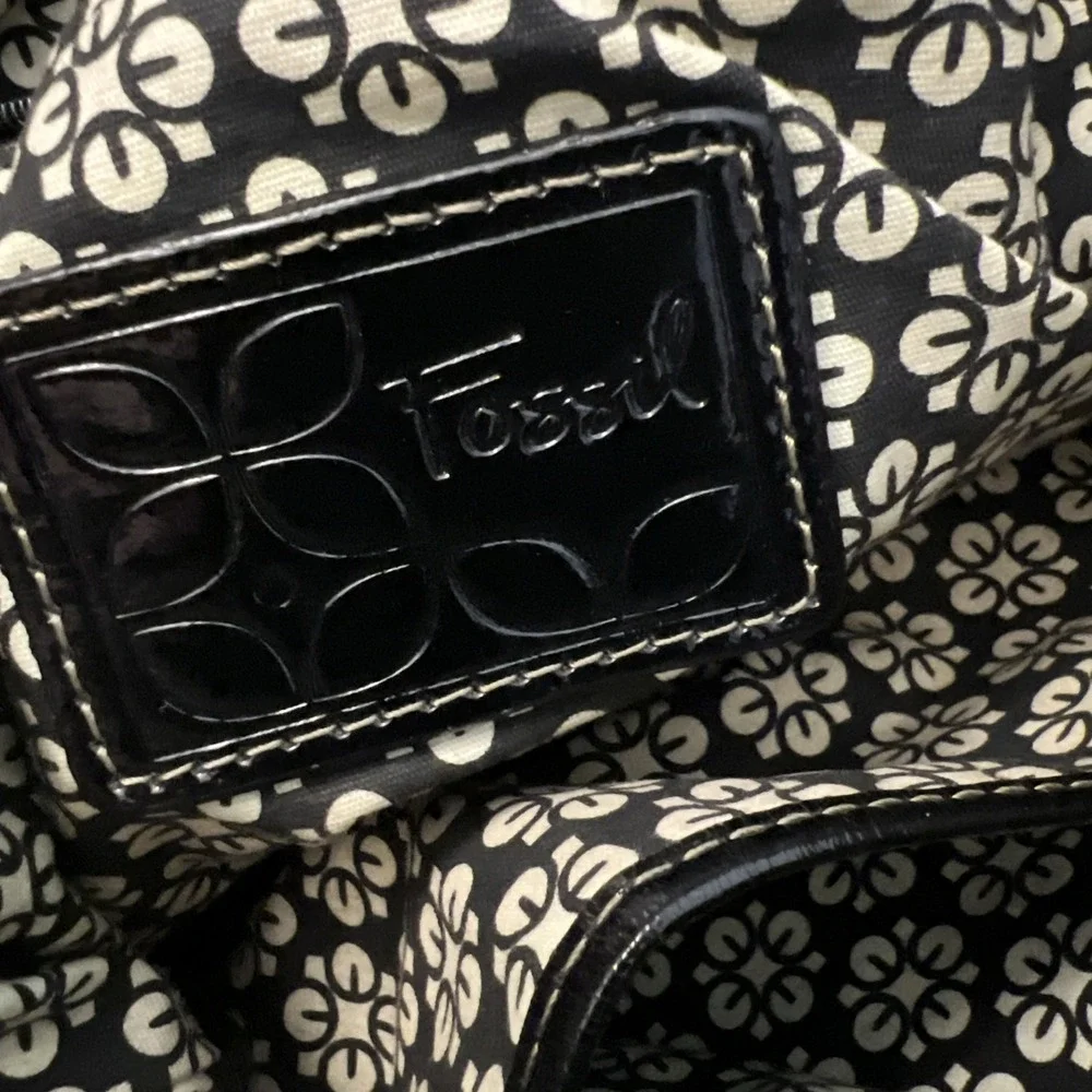 Fossil Hobo Pebbled Crossbody Shoulder Bag Purse‎ Tote Black Leather 12 X 11 X 2
